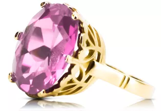 خاتم أميثست 14 كارت من الذهب الأصفر حرف يدوية فينتاج vrc130y